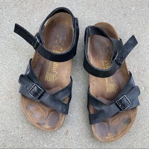 Birkenstock Papillio Black Leather Strappy Sandals
